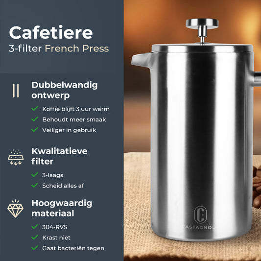 French Press / koffiemaker - Zilver geborsteld